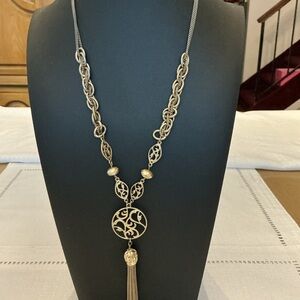 Lia Sophia Vintage Swish Matte Gold Tone Pendant Necklace